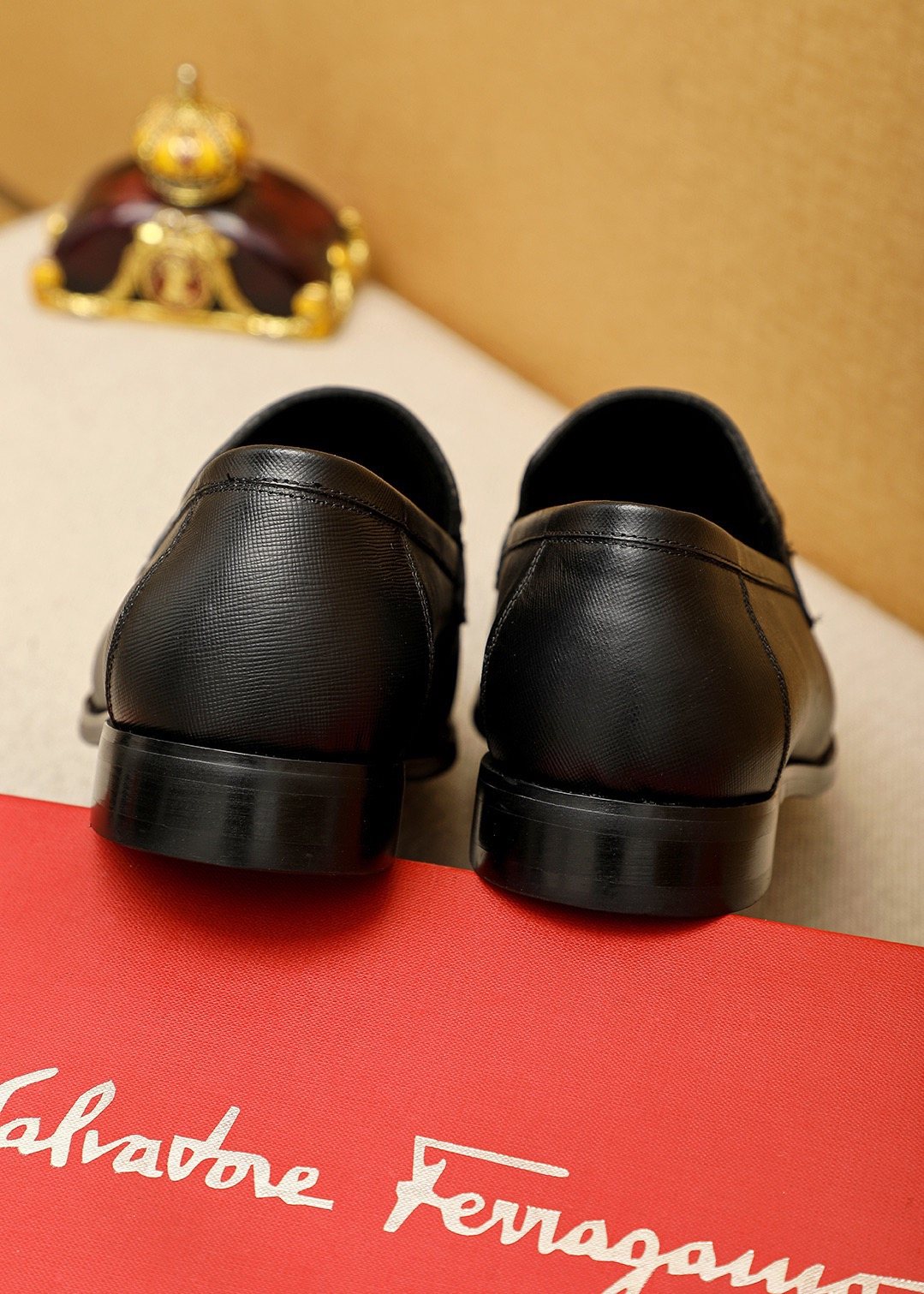 Ferragamo Black Hardware Loafers — back