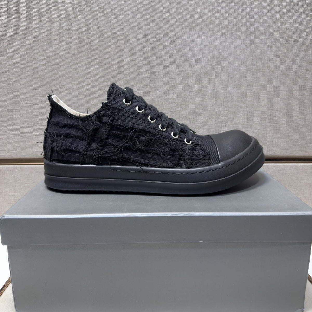 Rick Owens Black Low-Top Sneakers — side