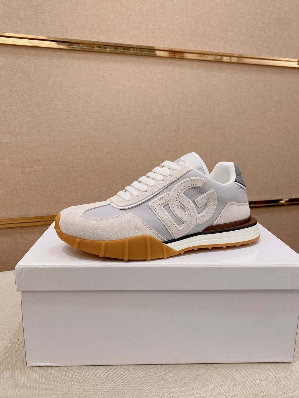 Dolce & Gabbana White & Gray Gum Sole Sneakers — front