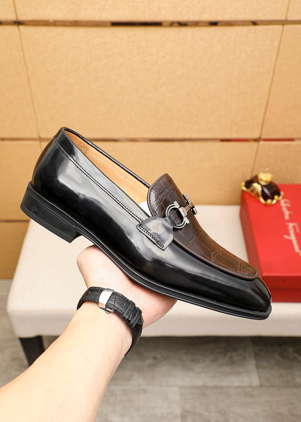Ferragamo Embossed Bit Loafers — side