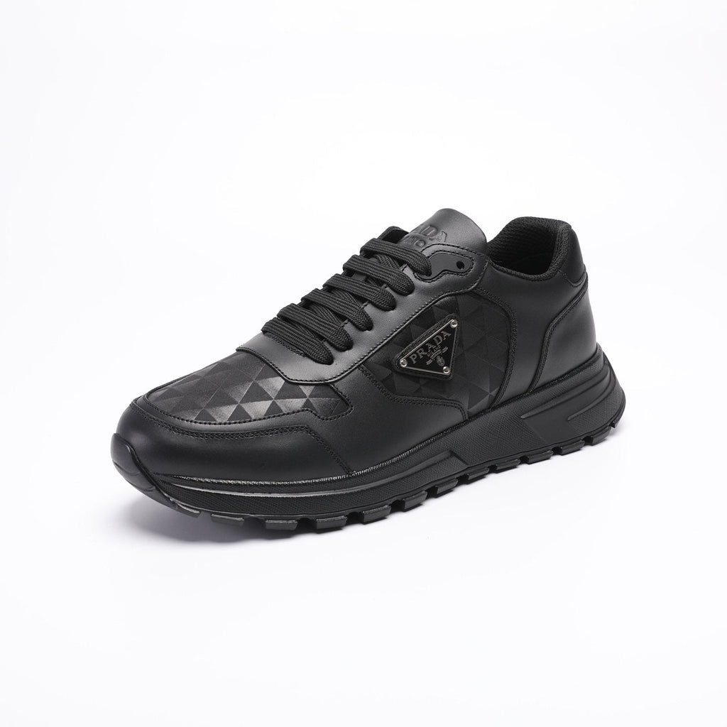 Prada Black Triangle-Plaque Sneakers — side