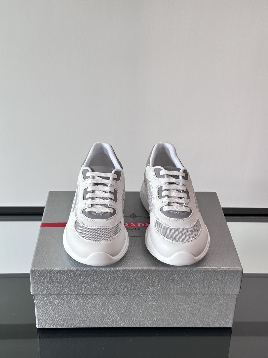 Prada Men's Low-Top Leather Sneakers — front