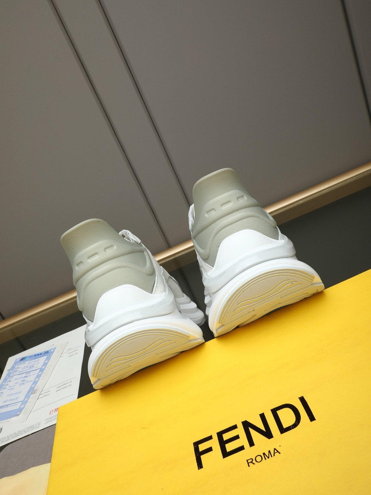 Fendi Black and Charcoal Gray Platform Sneakers — back