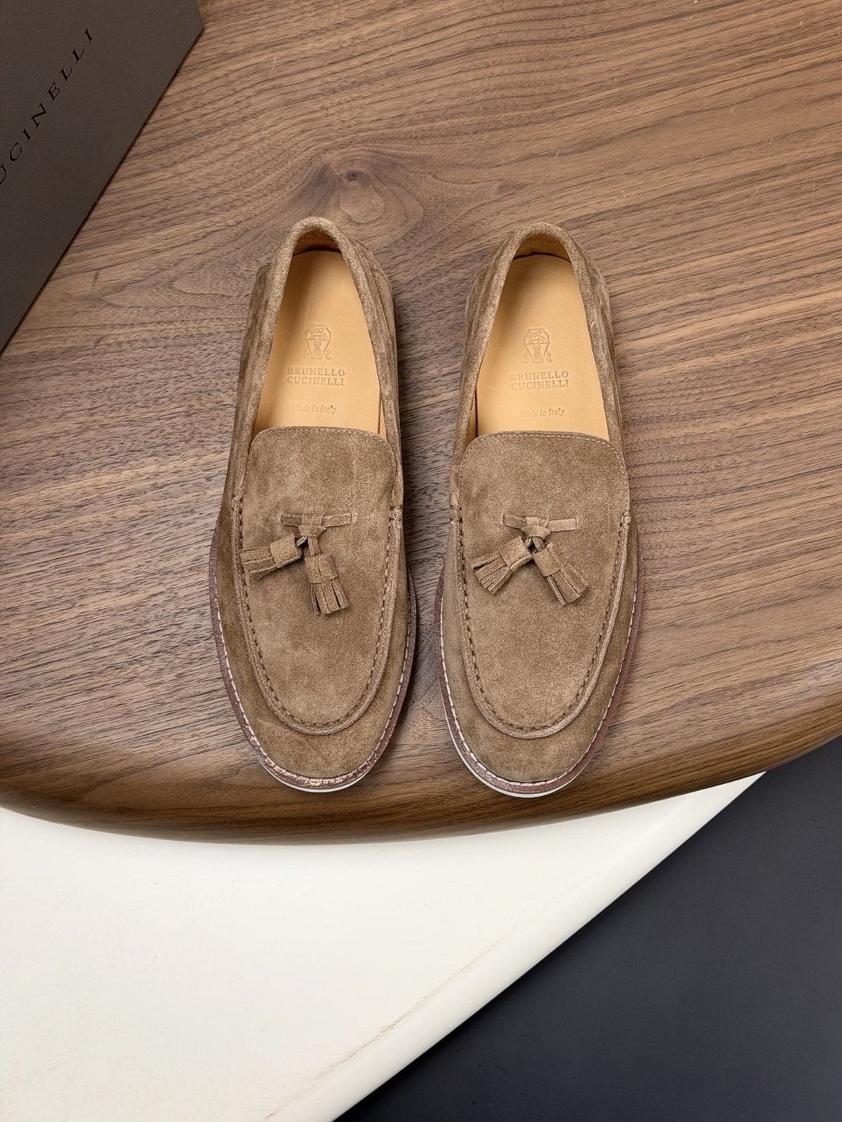 Brunello Cucinelli Tan Brown Tassel Loafers — front