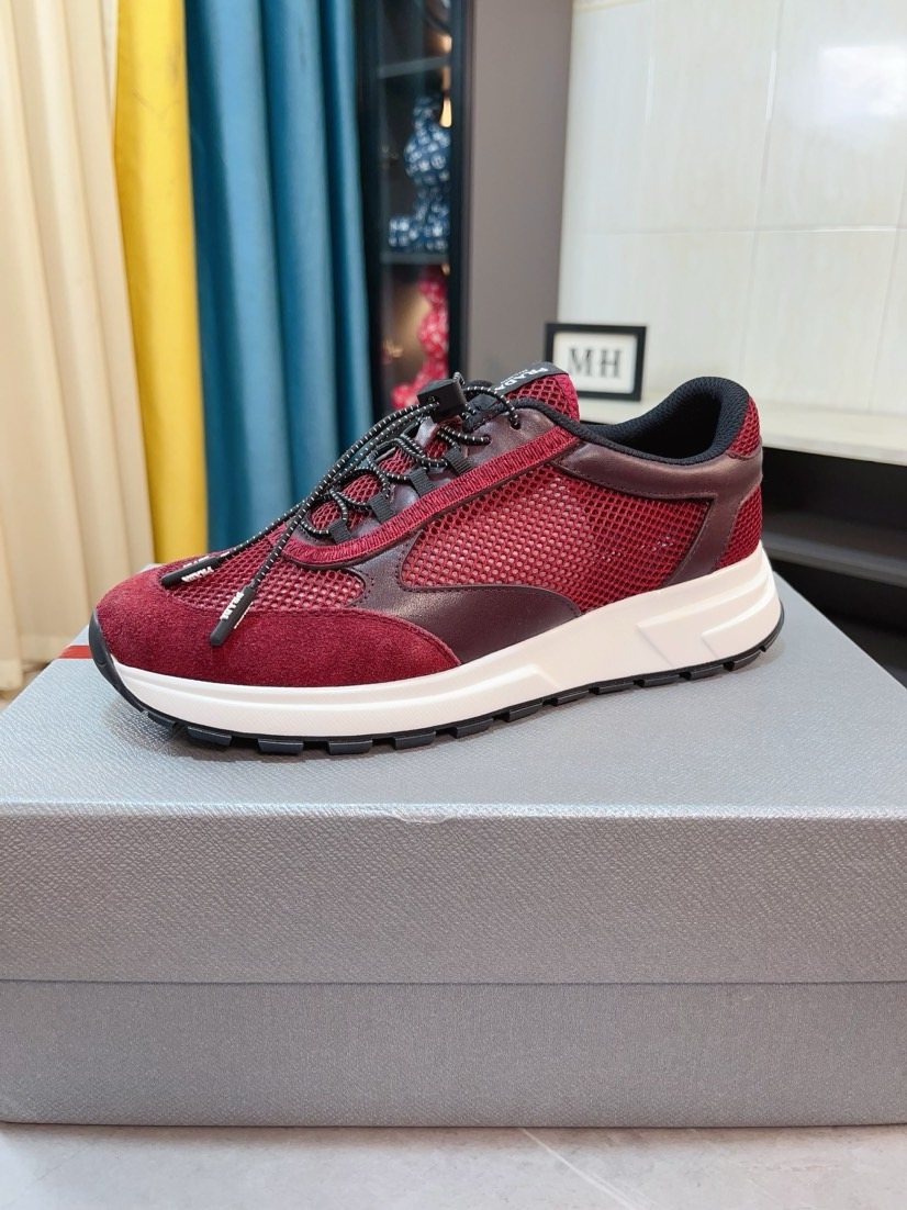Prada Men's Mesh Lace-Up Sneakers — hero