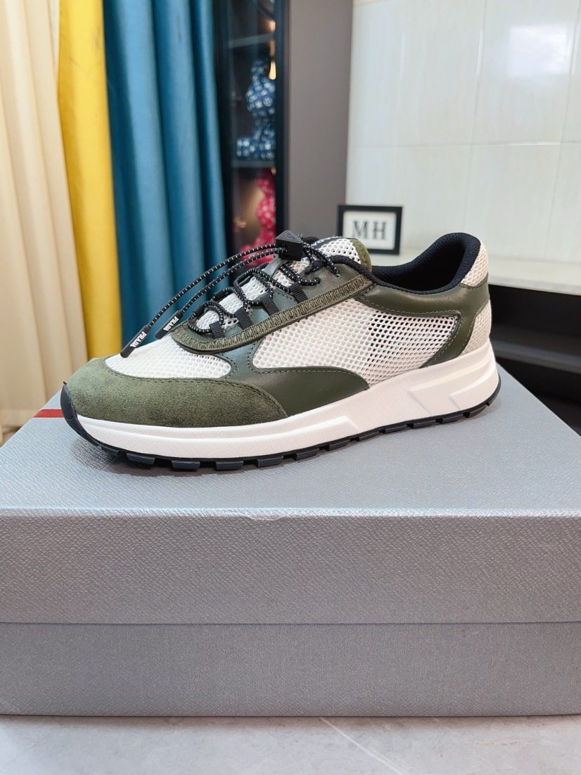 Prada Men's Mesh Lace-Up Sneakers — front