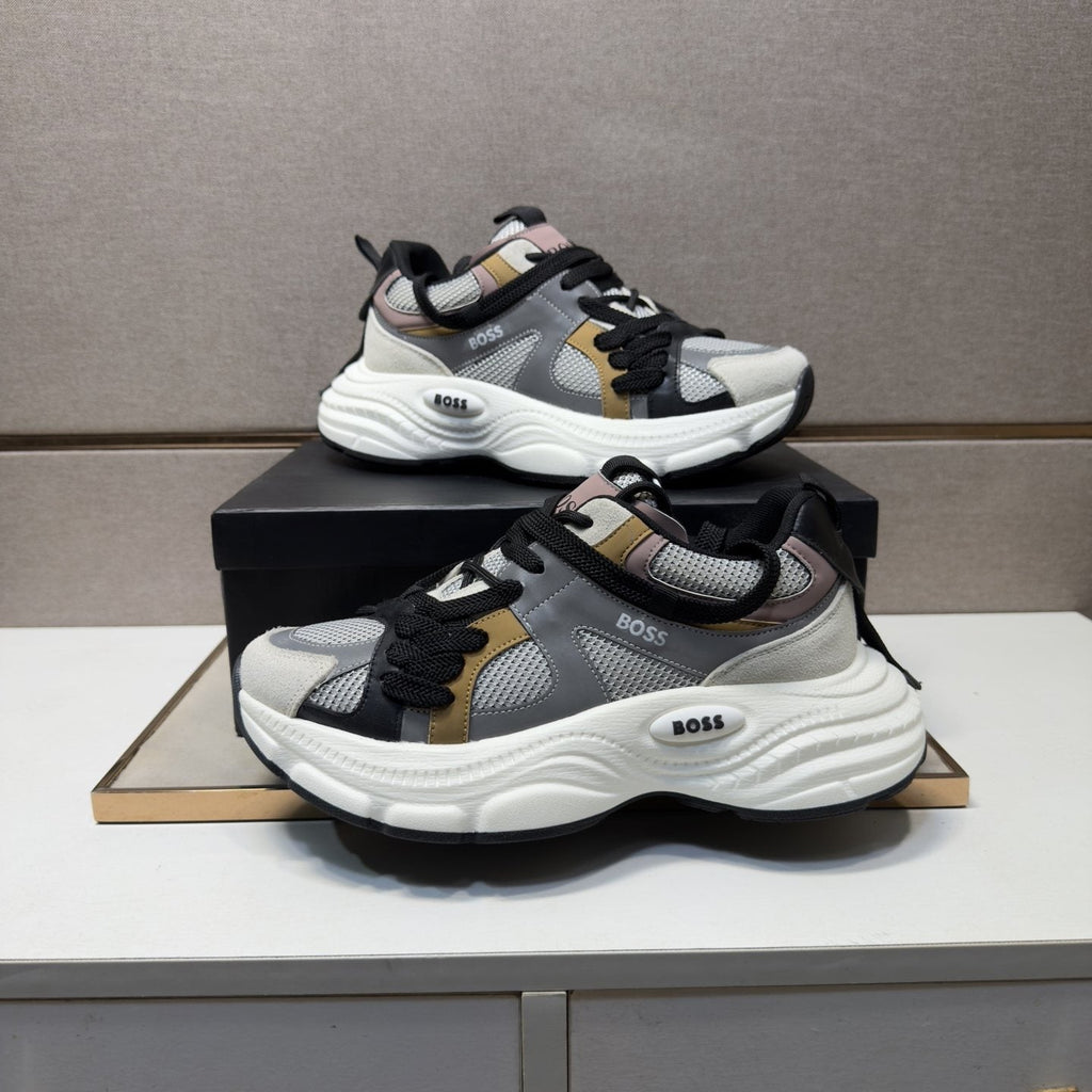 BOSS Mesh Panel Low-Top Sneakers — front
