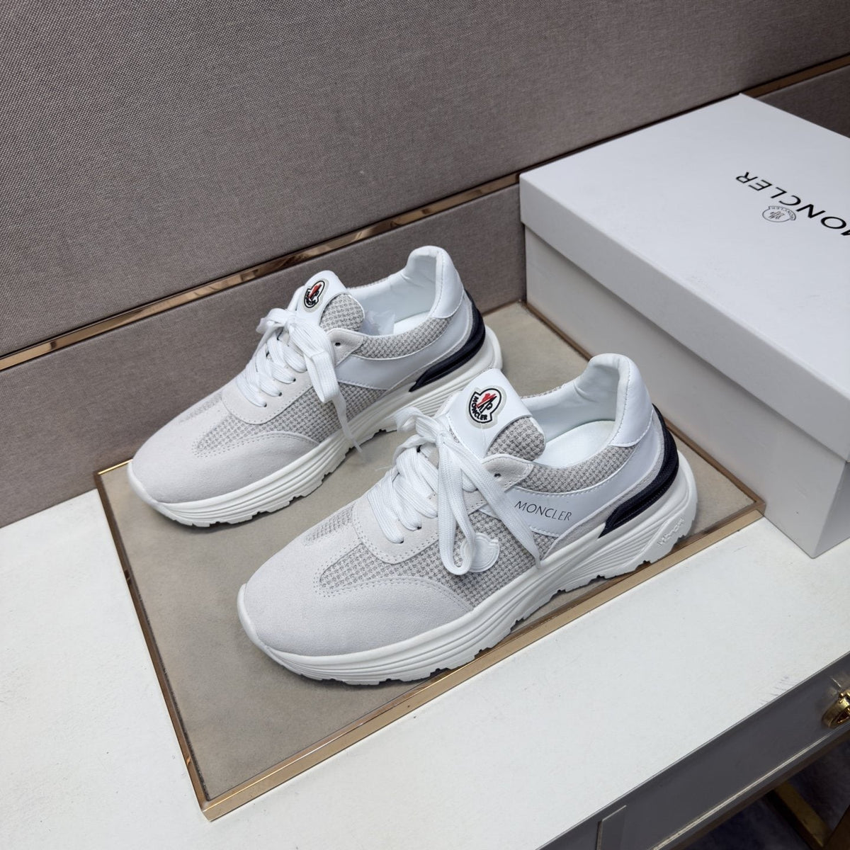 Moncler Mixed-Material Low-Top Sneakers — front