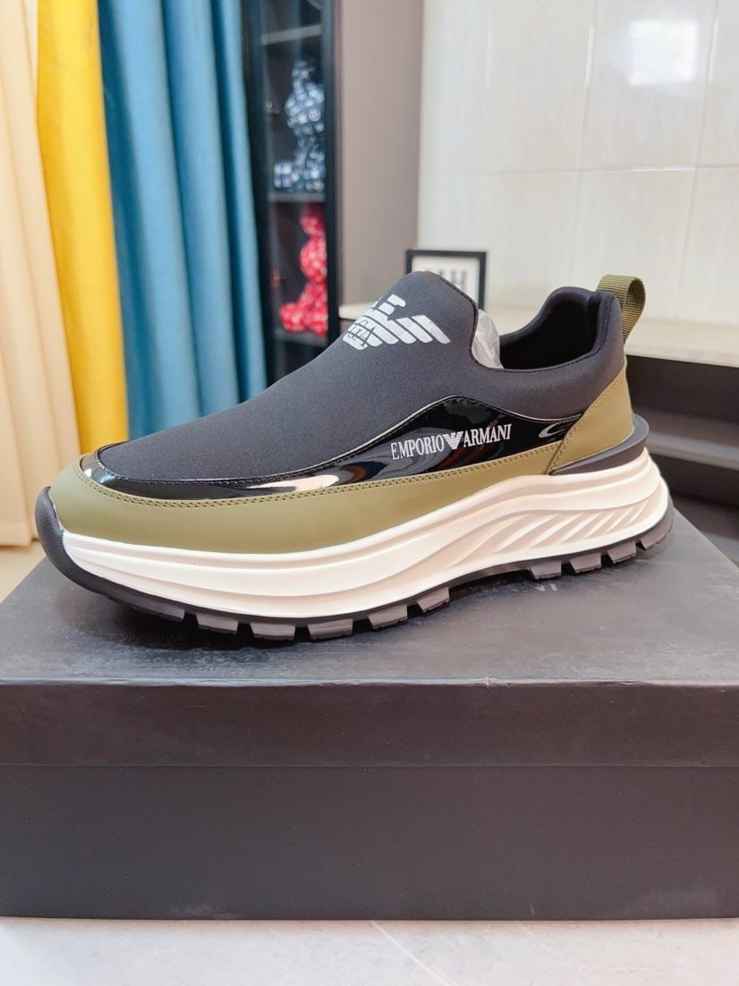 Armani Color-Block Slip-On Sneakers — front