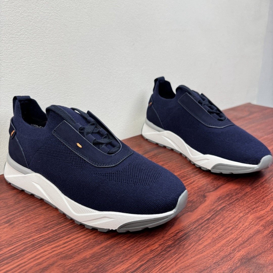 Santoni Light Gray Knit Sneakers — front