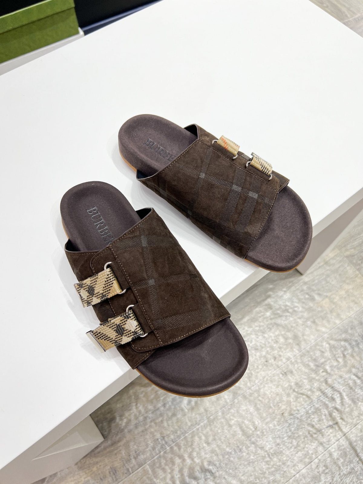 Burberry Check Buckle Slide Sandals — side