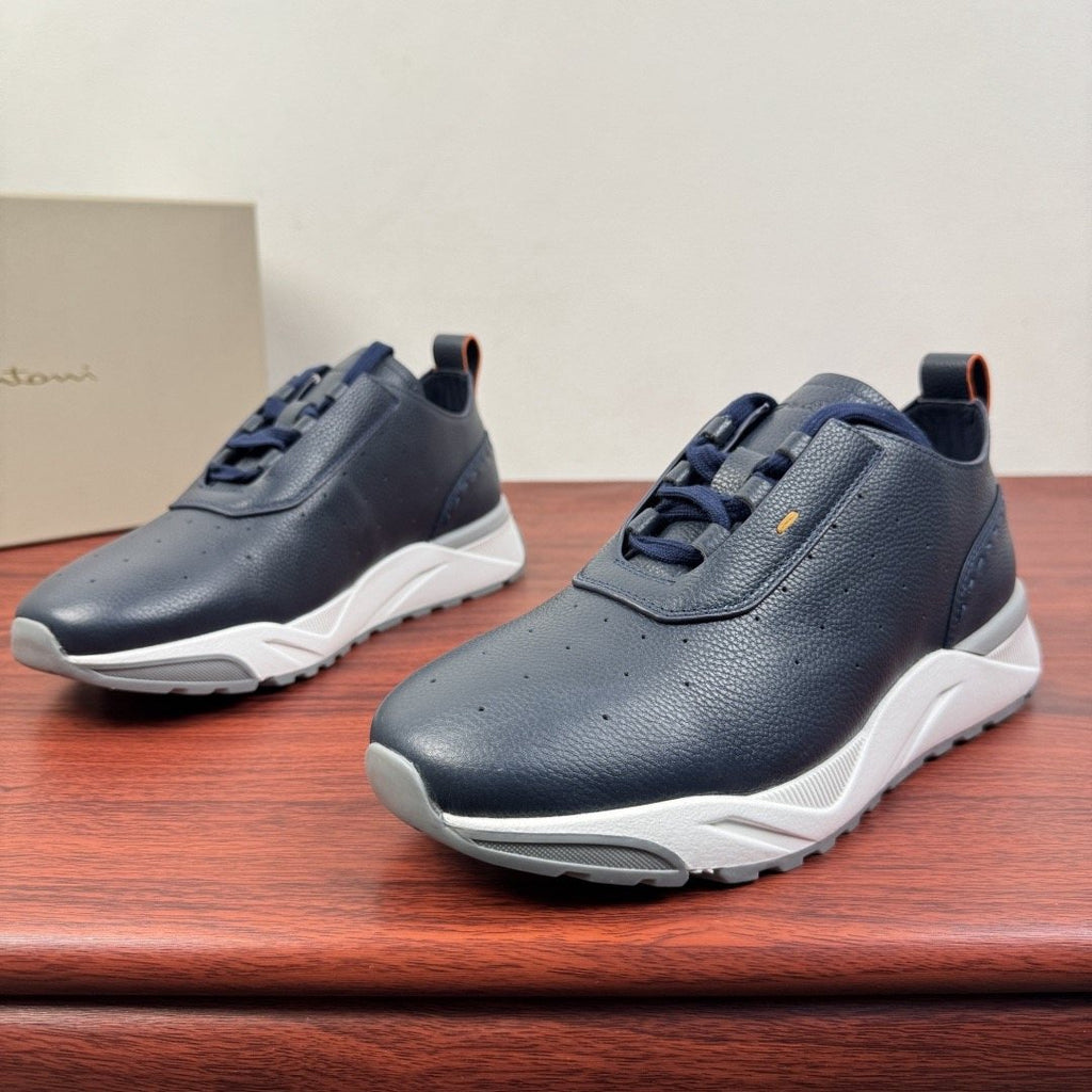 Santoni Perforated Leather Low-Top Sneakers — front
