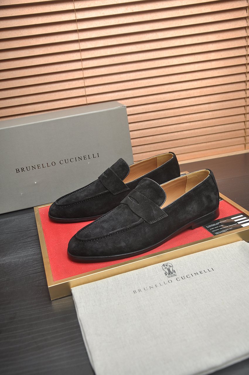 Brunello Cucinelli Suede Penny Loafers — hero