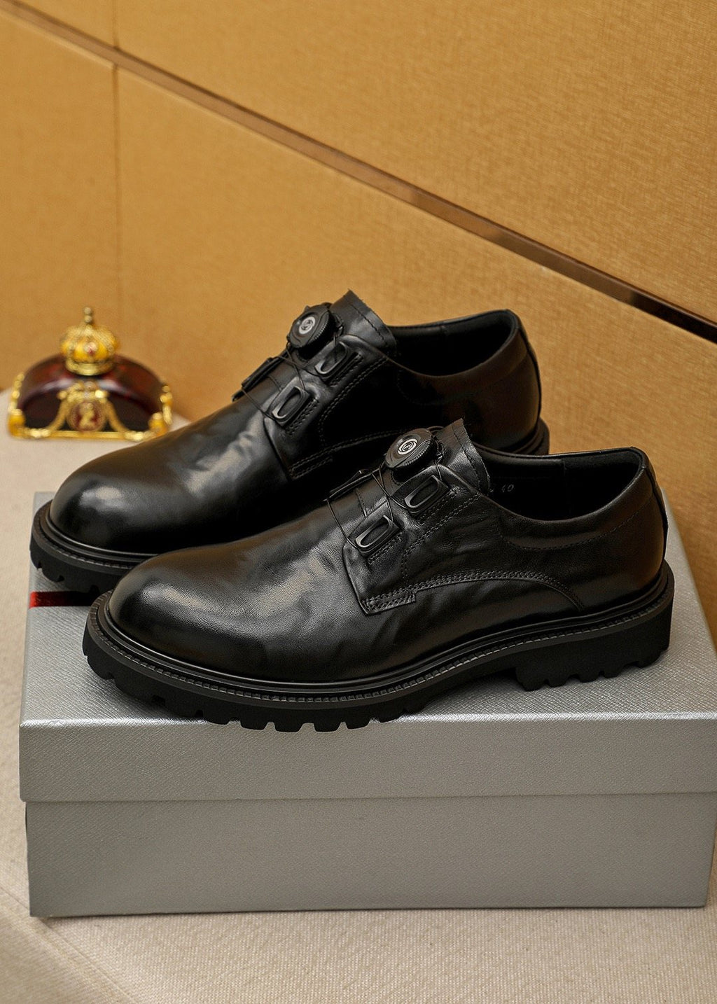 Prada Polished Lace-Up Lug Sole Dress Shoes — side