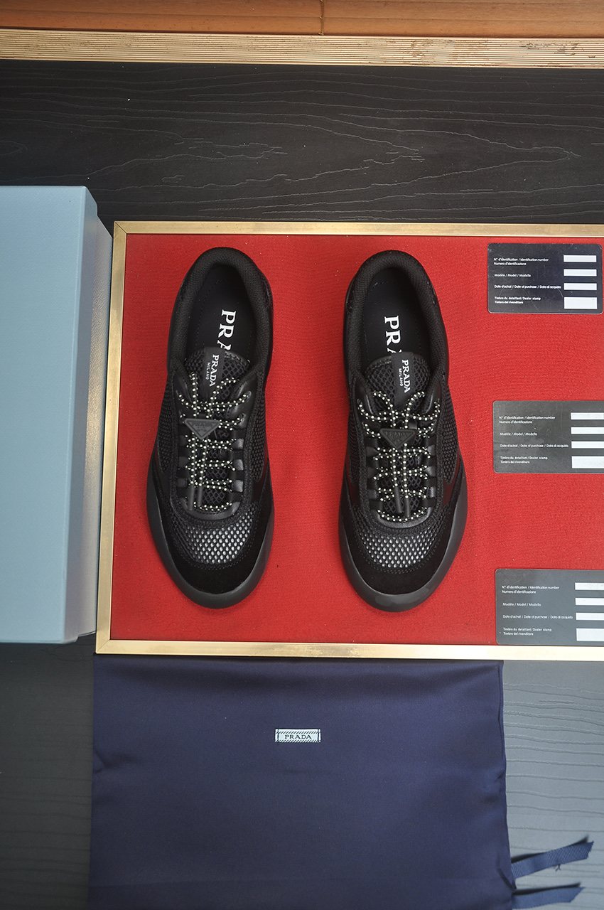 Prada Mesh Panel Low-Top Sneakers — front