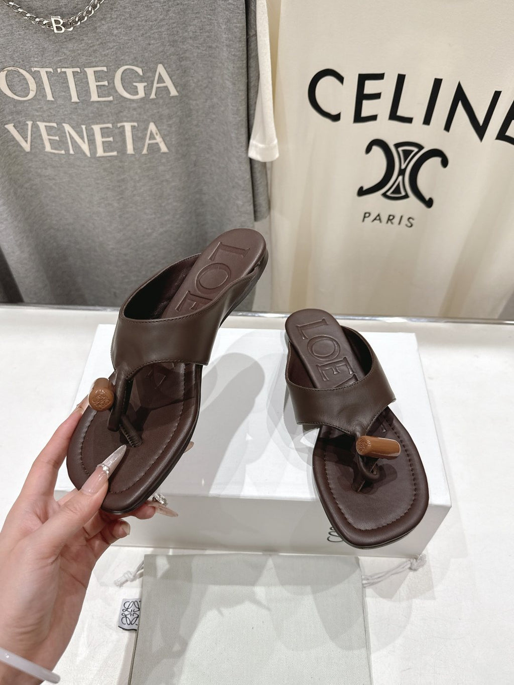 LOEWE Embossed Thong Sandals — side