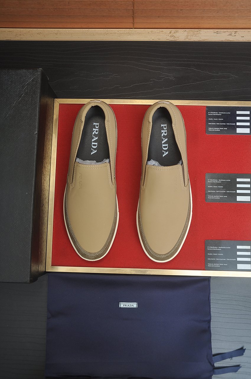 Prada Men’s Smooth Slip-On Shoes — front