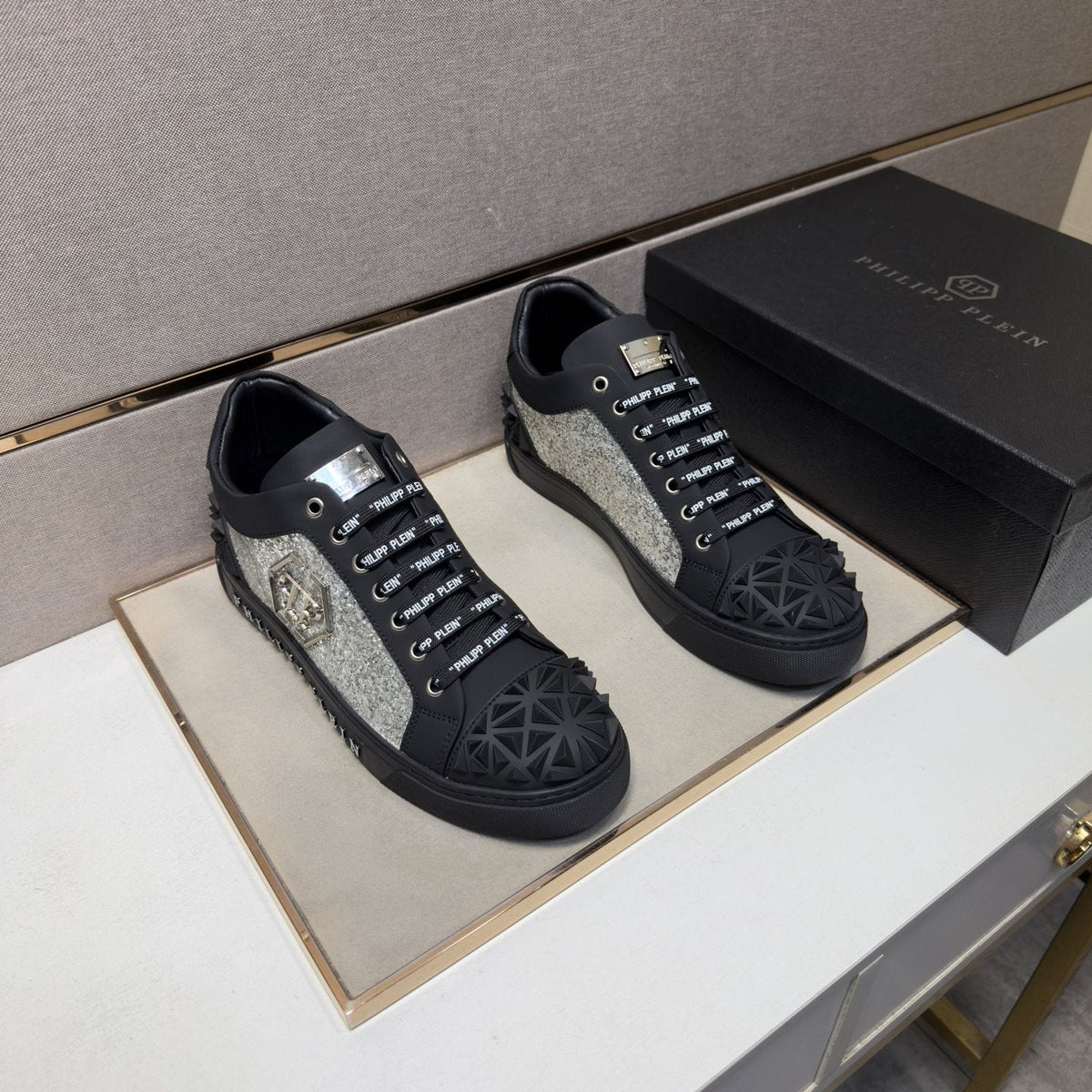 Philipp Plein Textured Logo High-Top Sneakers — front