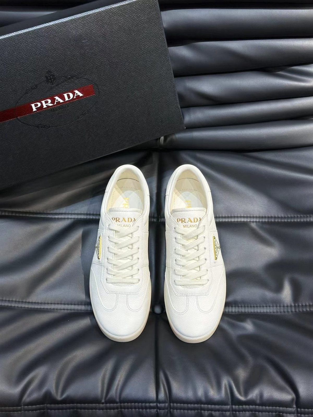 Prada Contrast-Accent Low-Top Sneakers — front