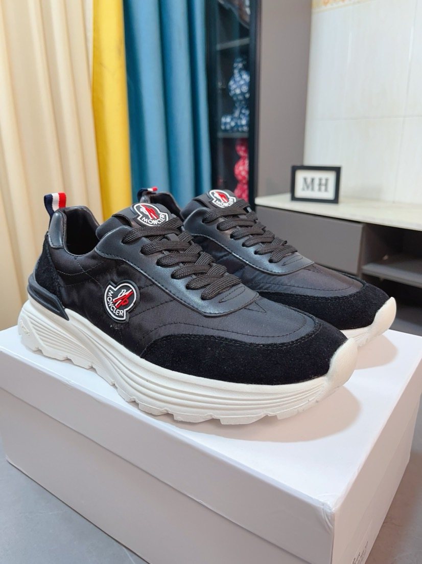 Moncler Black and Charcoal Low-Top Sneakers — front
