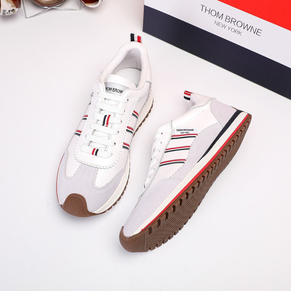 Thom Browne Low-Top Leather Sneakers — front