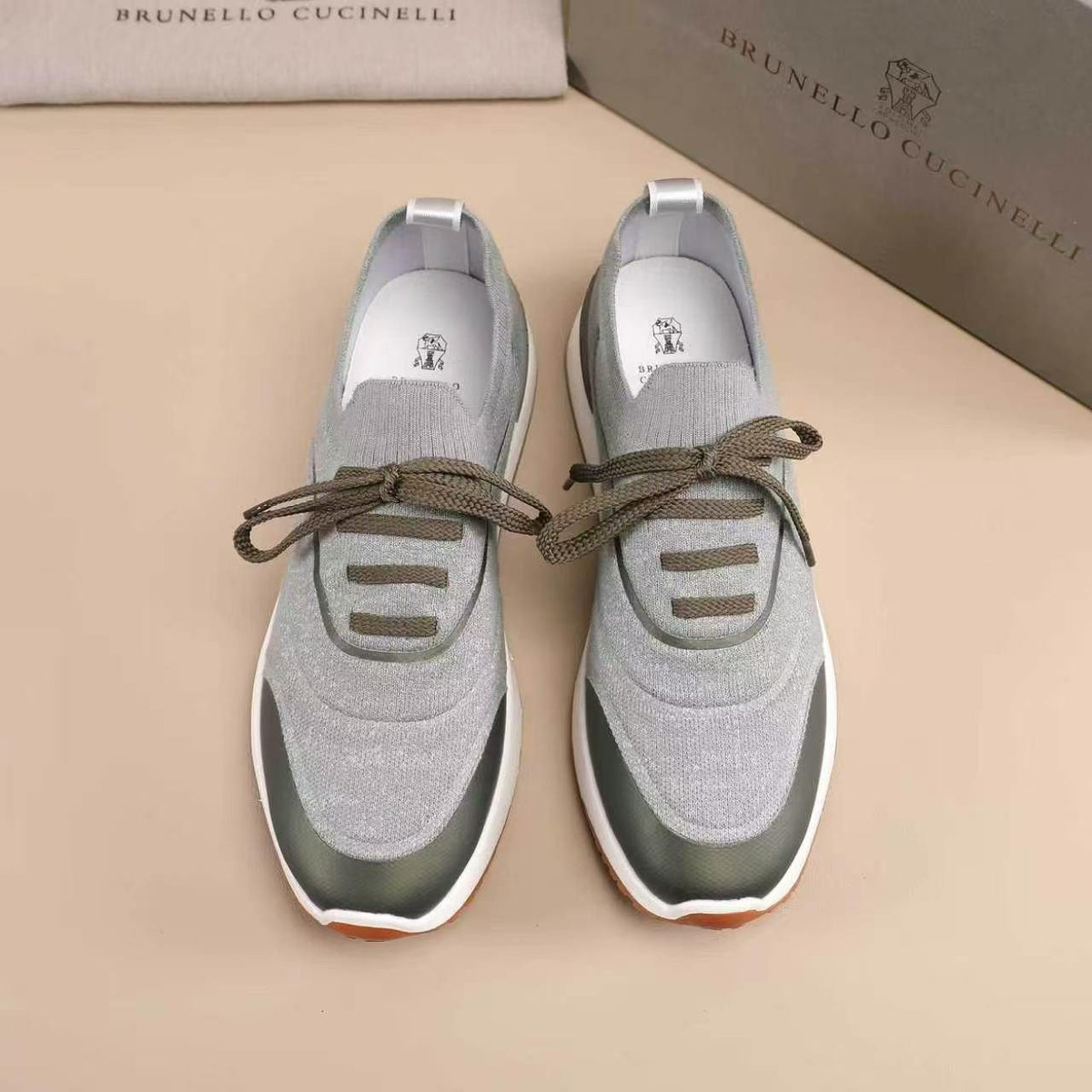 Brunello Cucinelli Knit Lace-Up Sneakers — hero