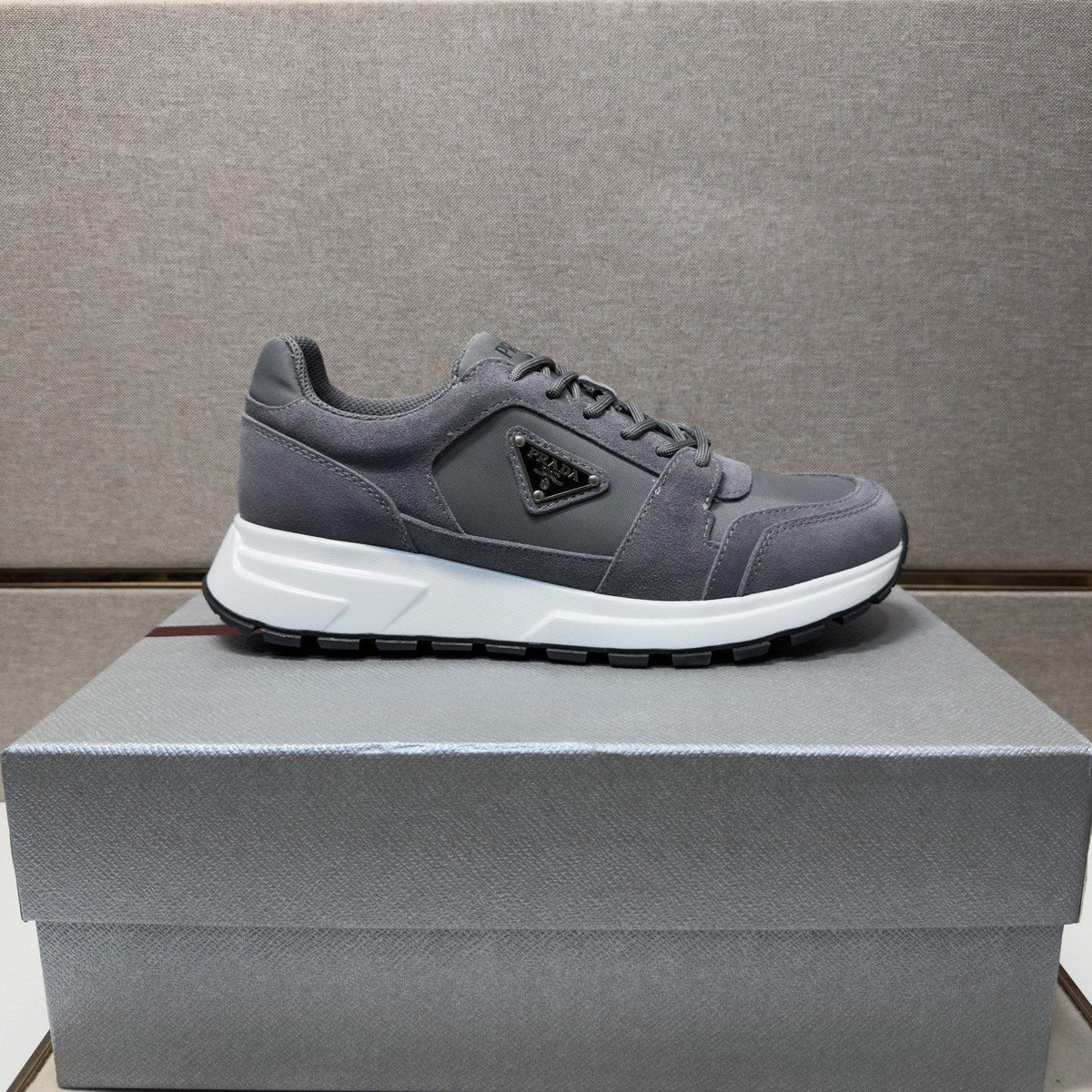 Prada Gray Panel Sneakers — hero