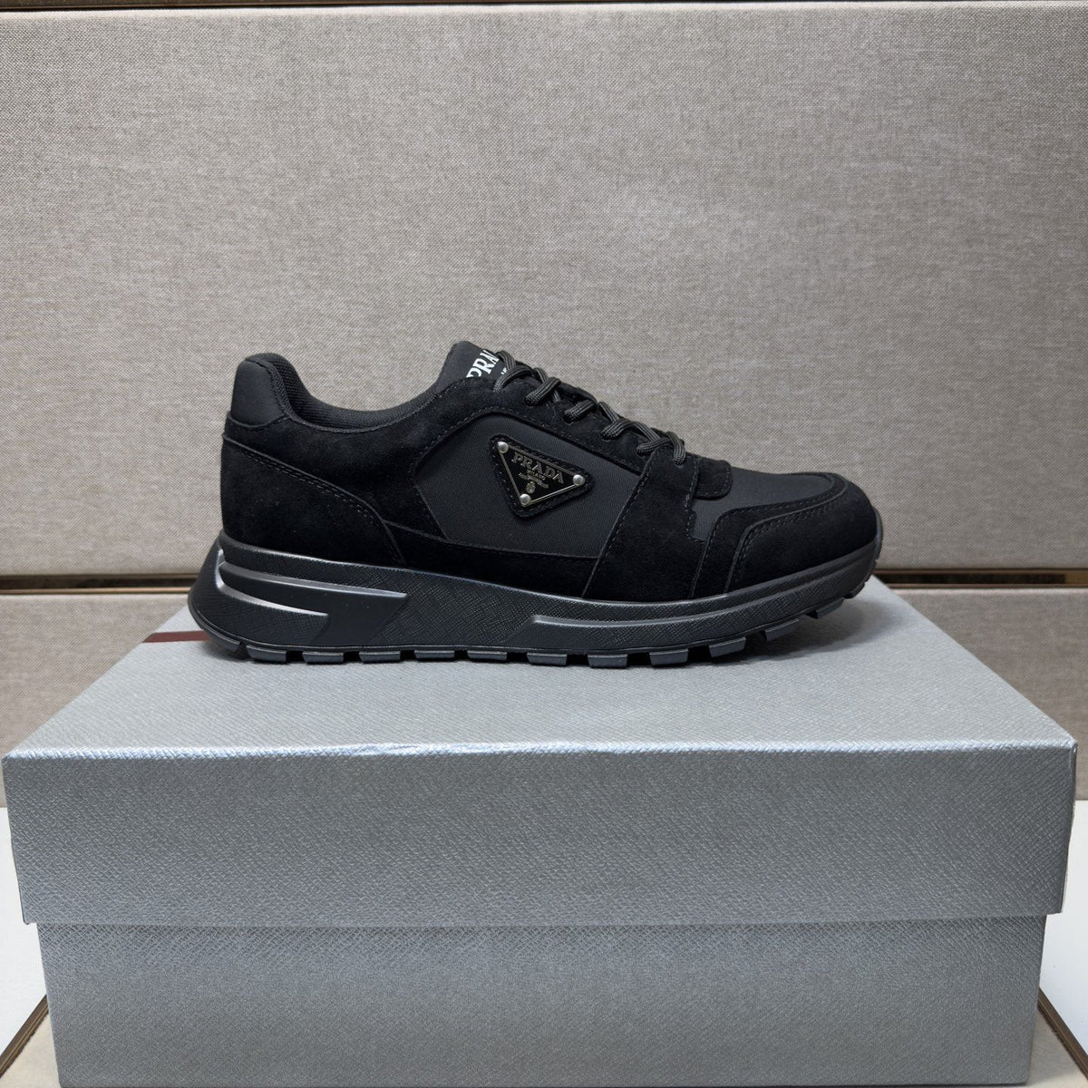 Prada Gray Panel Sneakers — front