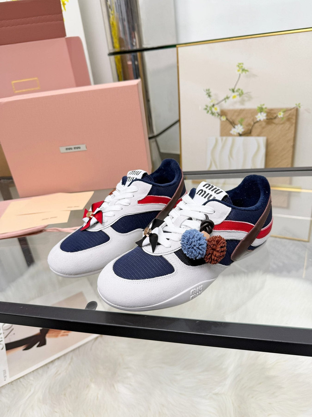 Miu Miu Floral Charm Sneakers — front